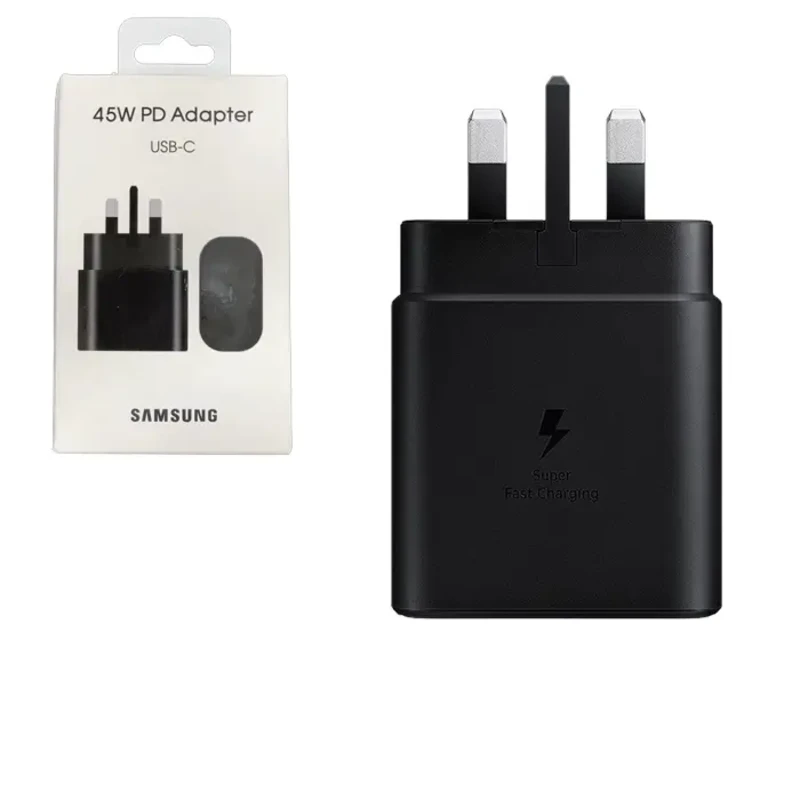 شارژر 45 وات اورجینال سامسونگ پکدار 3 پین به همراه کابل تبدیل USB-C