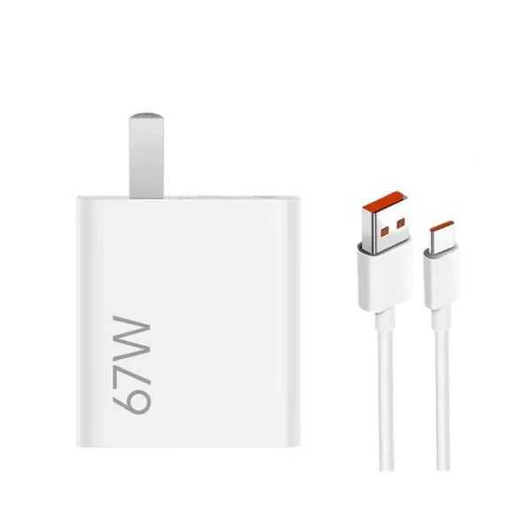 آداپتور 67 وات اورجینال شیائومی به همراه کابل تبدیل USB-C پکدار